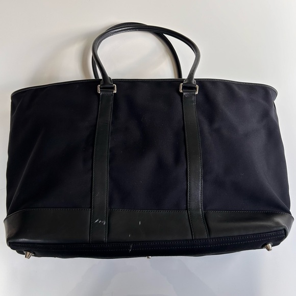 Coach canvas extra large weekender canvas black tote leather trim double zipper - Picture 2 of 14